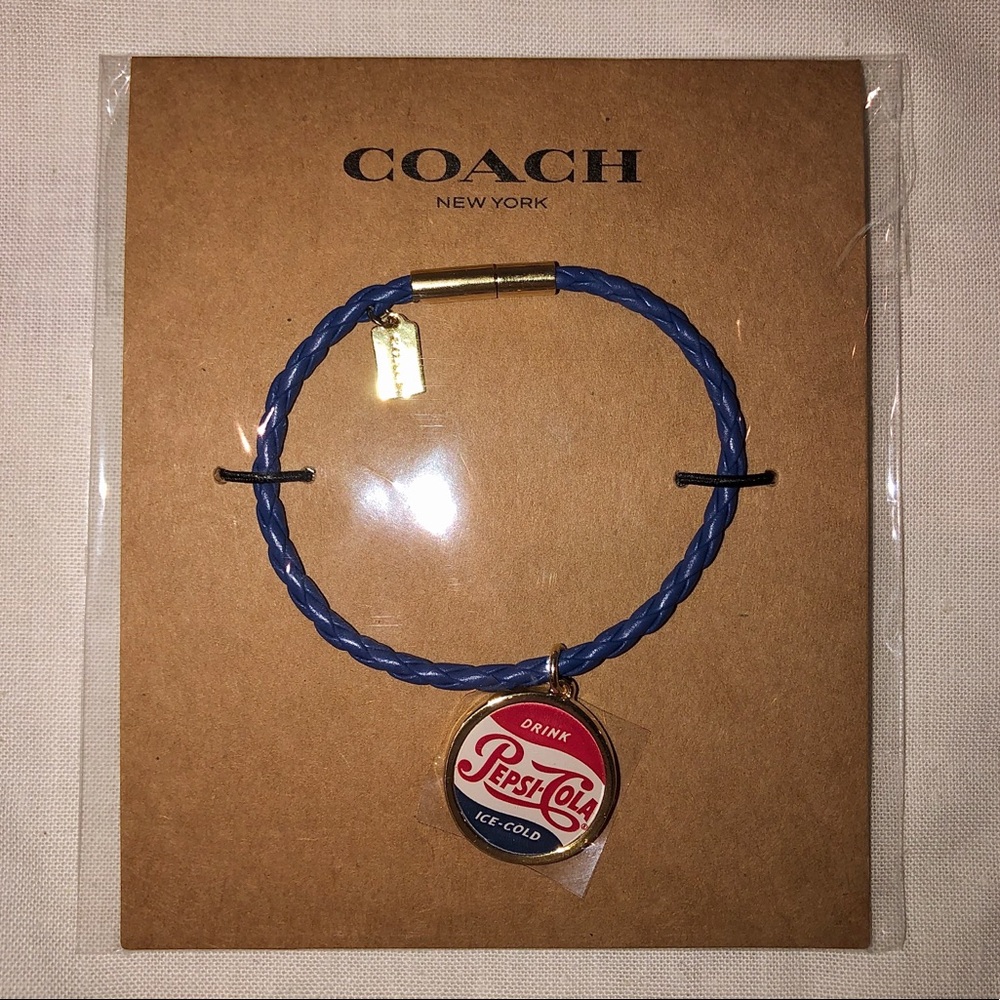 New Coach Pepsi Cola Leather Charm Bracelet